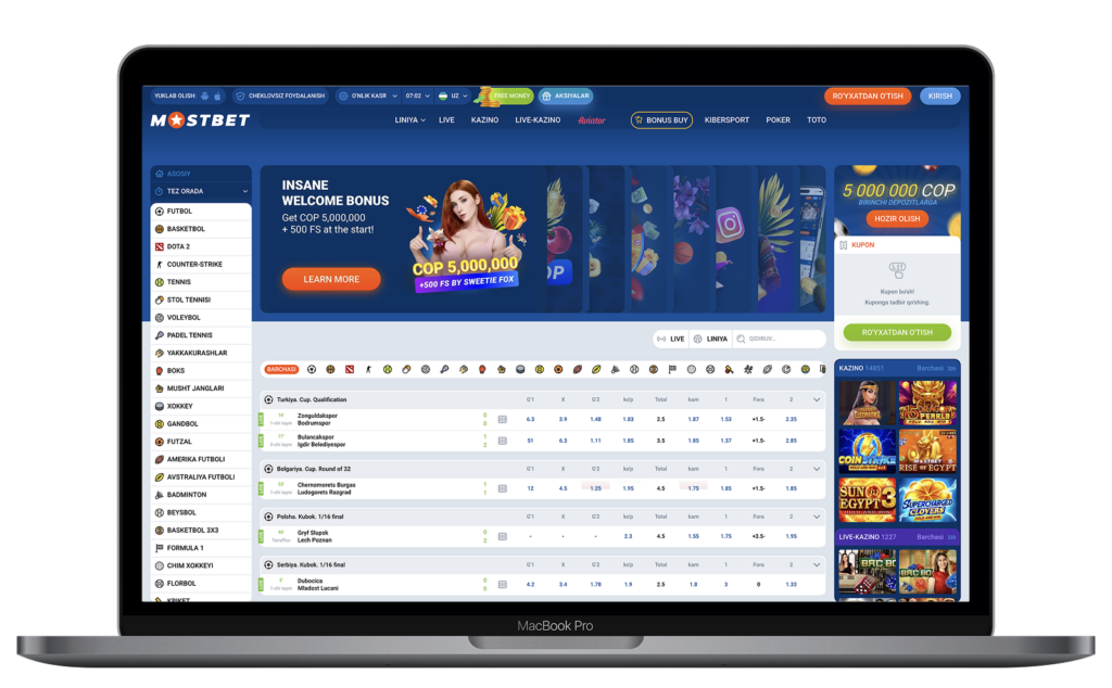 Mostbet O'zbekiston onlayn kazino rasmiy sayti
